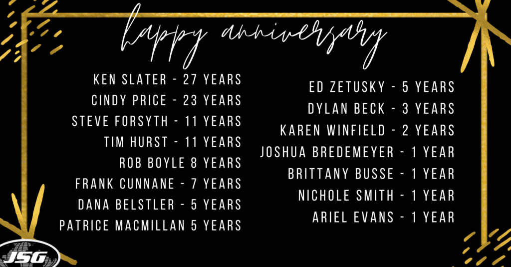 JSG May 2020 Anniversaries