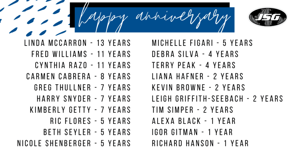 August 2021 Anniversaries & New Hires